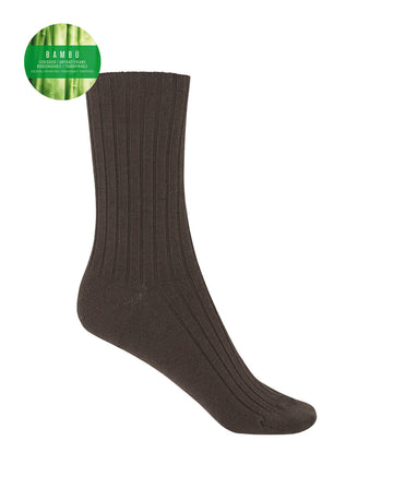 Punto Blanco 1552210 Calcetines de bambú de canalé marrón- puño no aprieta