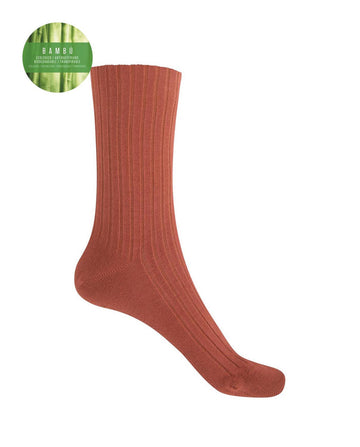 Punto Blanco 1552210 Calcetines de bambú de canalé teja- puño no aprieta