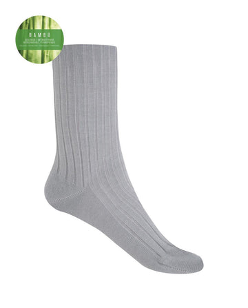 Punto Blanco 1552210 Calcetines de bambú de canalé gris claro- puño no aprieta