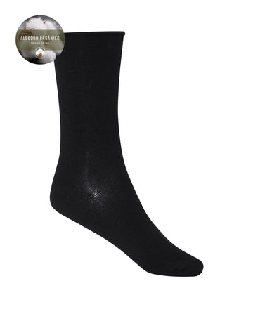 Punto Blanco 7538310 Pack 2 calcetines de algodón orgánico lisos con puño roulé NEGRO