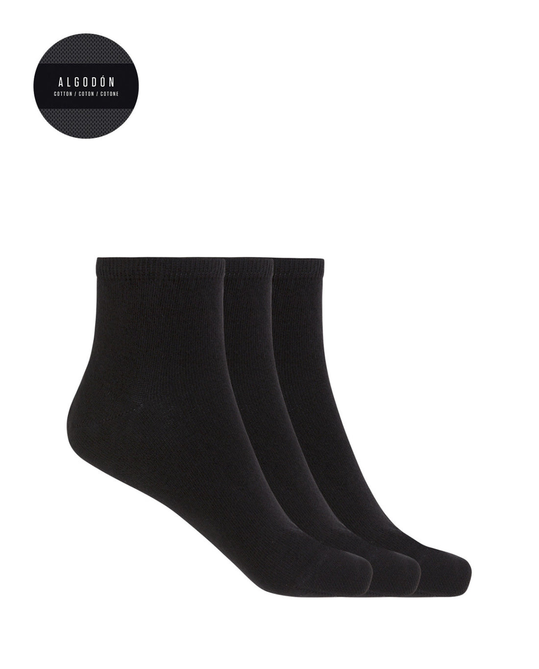 Punto Blanco 1572900 Pack de 3 calcetines de algodón lisos - Basix negro