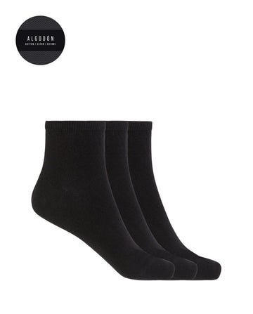 Punto Blanco 1572900 Pack de 3 calcetines de algodón lisos - Basix negro