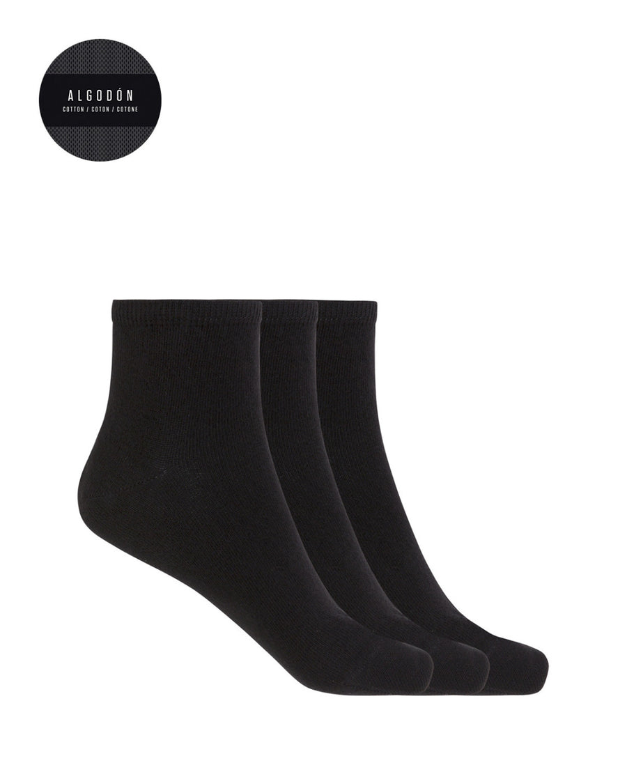 Punto Blanco 1572900 Pack de 3 calcetines de algodón lisos - Basix negro