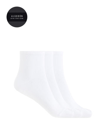 Punto Blanco 1572900 Pack de 3 calcetines de algodón lisos - Basix blanco
