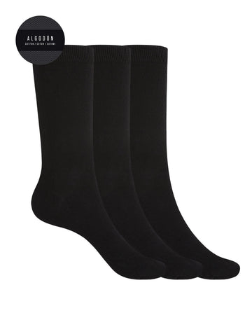 Punto Blanco 1669610 Pack de 3 calcetines de algodón lisos - Basix negro