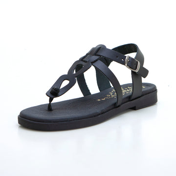 Duendy 3821 Sandalia esclava plana negro.