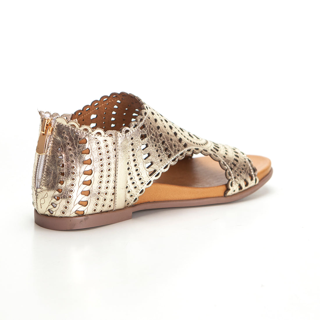 TOP3 SR 24492 Sandalia abotinada cremallera oro