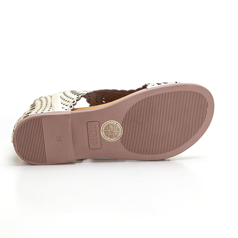 TOP3 SR 24492 Sandalia abotinada cremallera oro
