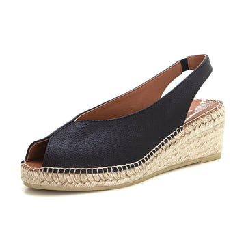 Viguera 2200 Alpargata Peep Toes de cuña baja negro.