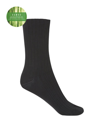 Punto Blanco 1552210 Calcetines de bambú de canalé negro - puño no aprieta