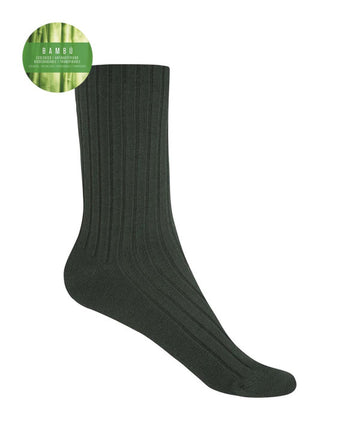Punto Blanco 1552210 Calcetines de bambú de canalé oliva- puño no aprieta