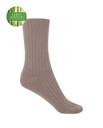 Punto Blanco 1552210 Calcetines de bambú de canalé topo- puño no aprieta