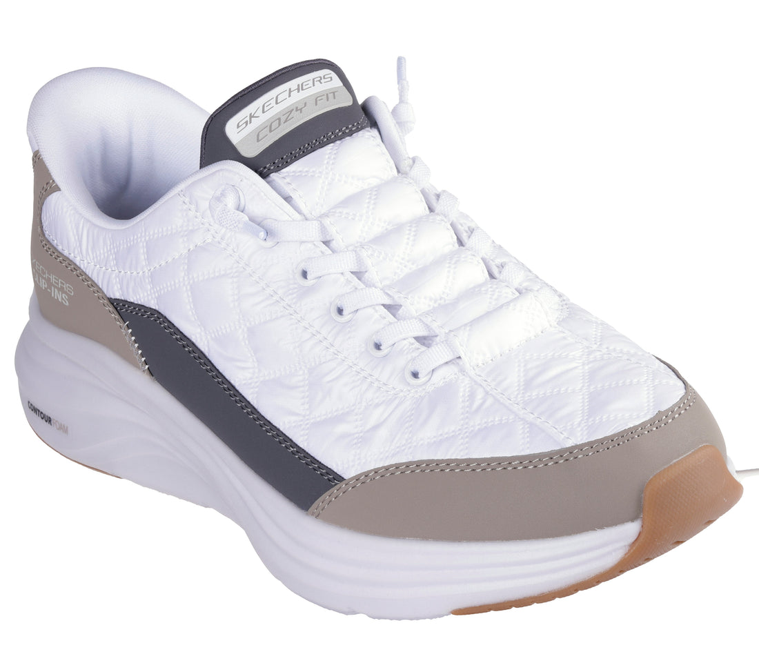 SKECHERS 232619 Deportiva casual acolchada Slip-Ins blanco taupe.