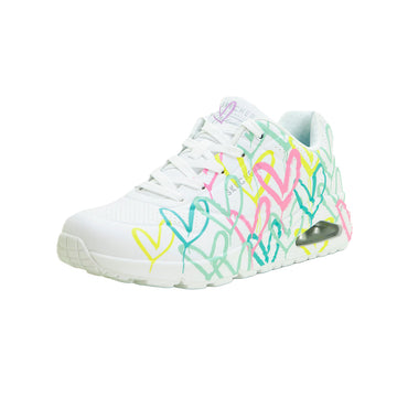 Skechers 177982 Deportiva Uno cámara de aire corazones blanco.
