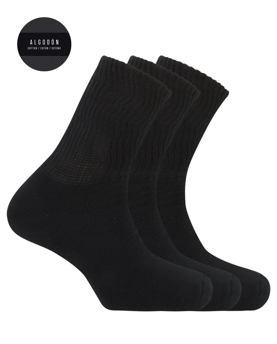 Punto Blanco 1494110 Pack de 3 calcetines de alg sport con puño americano -negro