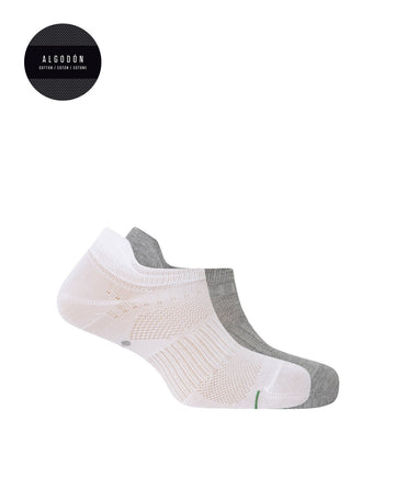 Punto Blanco 7461200 Pack de 2 calcetines invisibles de algodon blanco y gris
