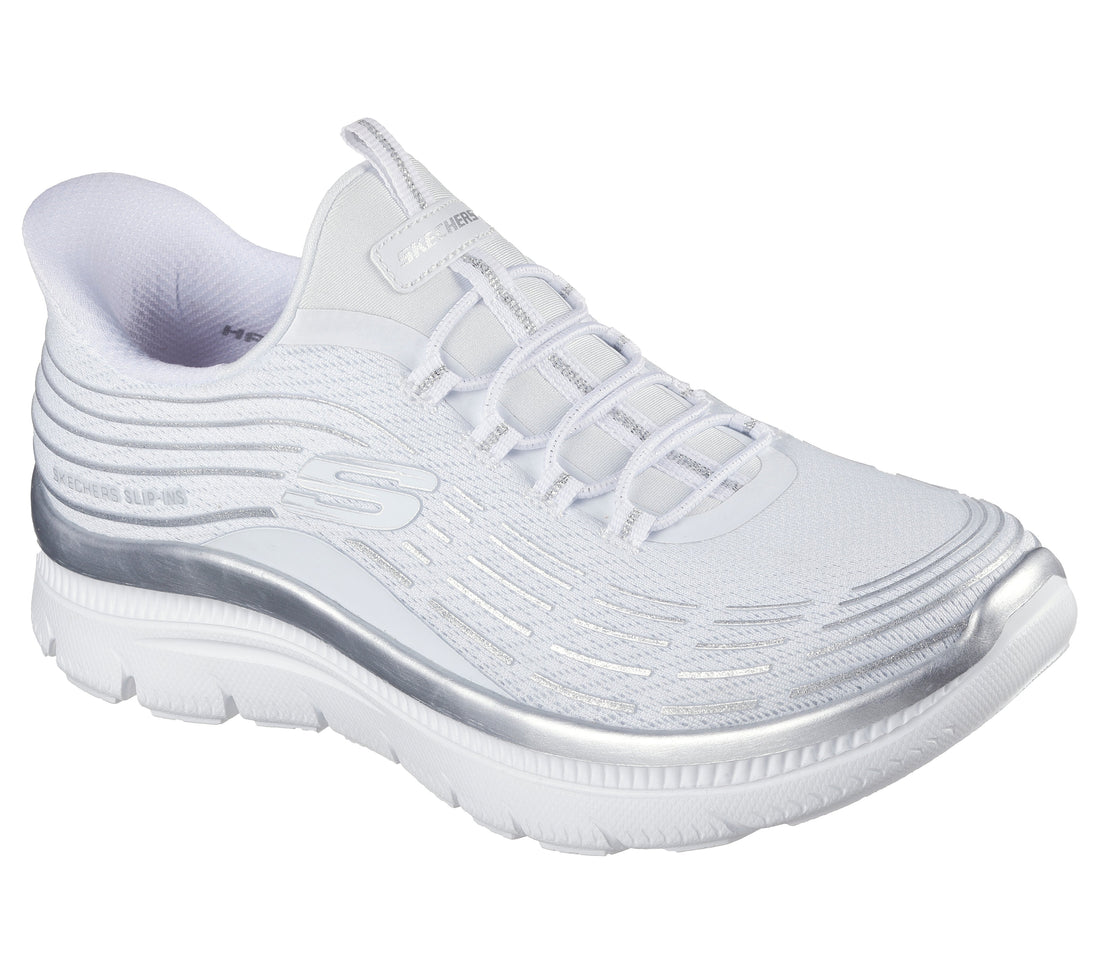 SKECHERS 150611 Deportiva Slip-Ins elásticos blanco plata.