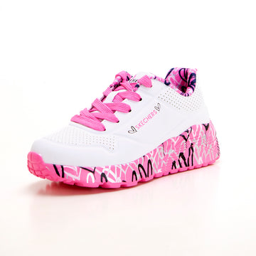 Skechers 314976L Deportiva niña suela corazones blanco rosa.