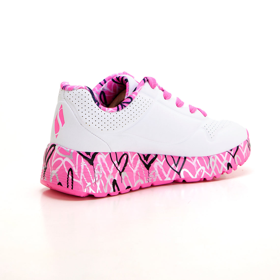 Skechers 314976L Deportiva niña suela corazones blanco rosa.