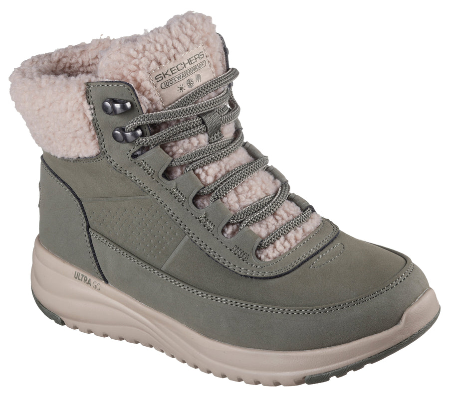 Skechers 144756 Botín mujer borreguito verde.