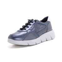 24HRS 26617 Sneaker piel metalizada cordón elástico