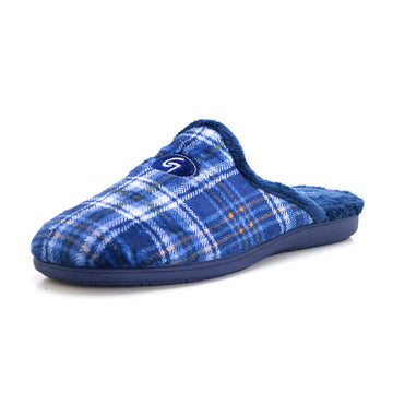 Garzón 6001.374 Zapatilla de ir por casa destalonada de cuadros marino.