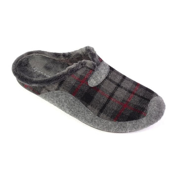 Garzón 8450.296 Zapatilla de ir por casa hombre destalonada de cuadros gris