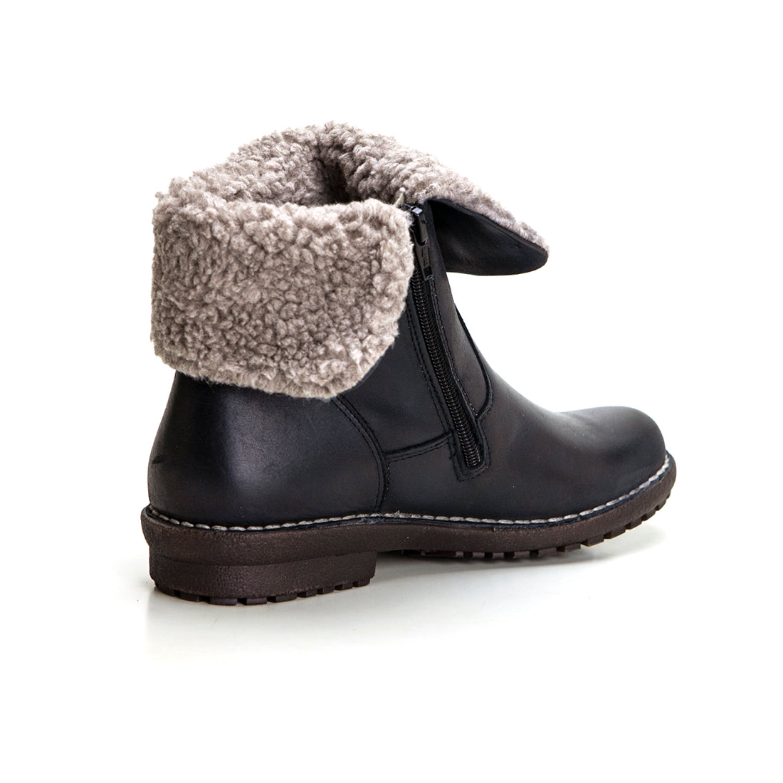 Chacal 7239 Bota plana mujer cuello pelo negro.