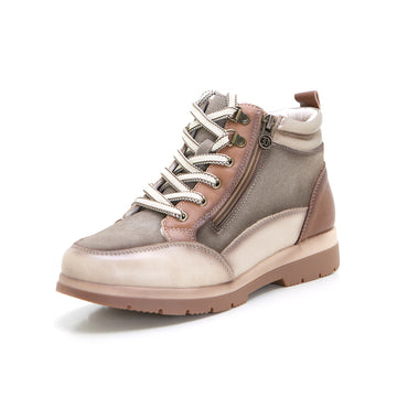 Treintas 4460 Bota sport cremallera y cordones taupe.