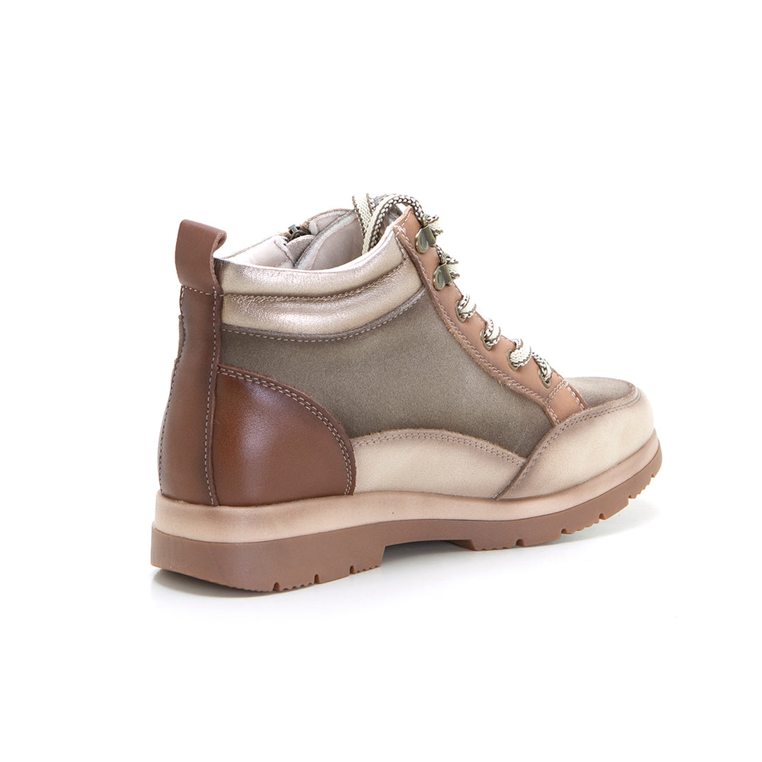 Treintas 4460 Bota sport cremallera y cordones taupe.