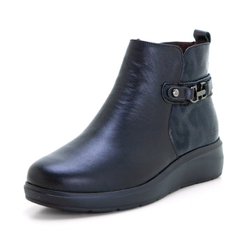 Treintas 4407 Botín plano pieza leopardo negro.