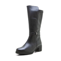 Treintas 1304 Bota alta de mujer tacón medio negro.