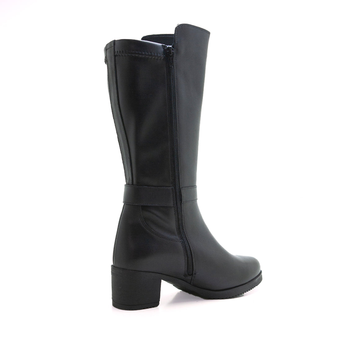 Treintas 1304 Bota alta de mujer tacón medio negro.