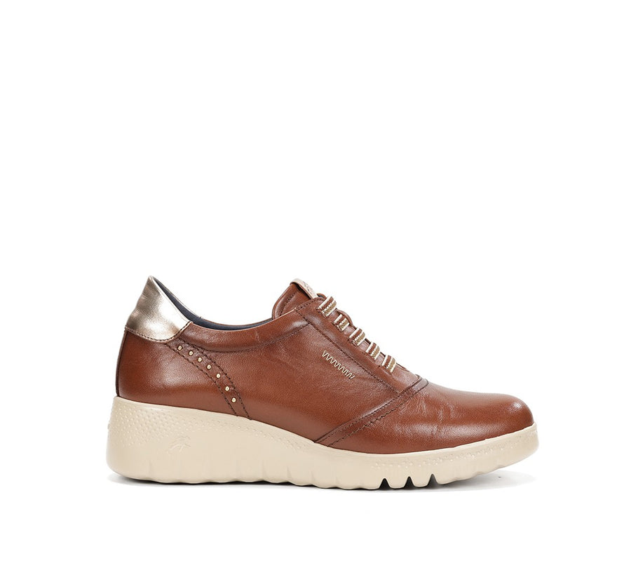 Fluchos F2096 Zapato deportivo de cuña con cordones elásticos cuero.