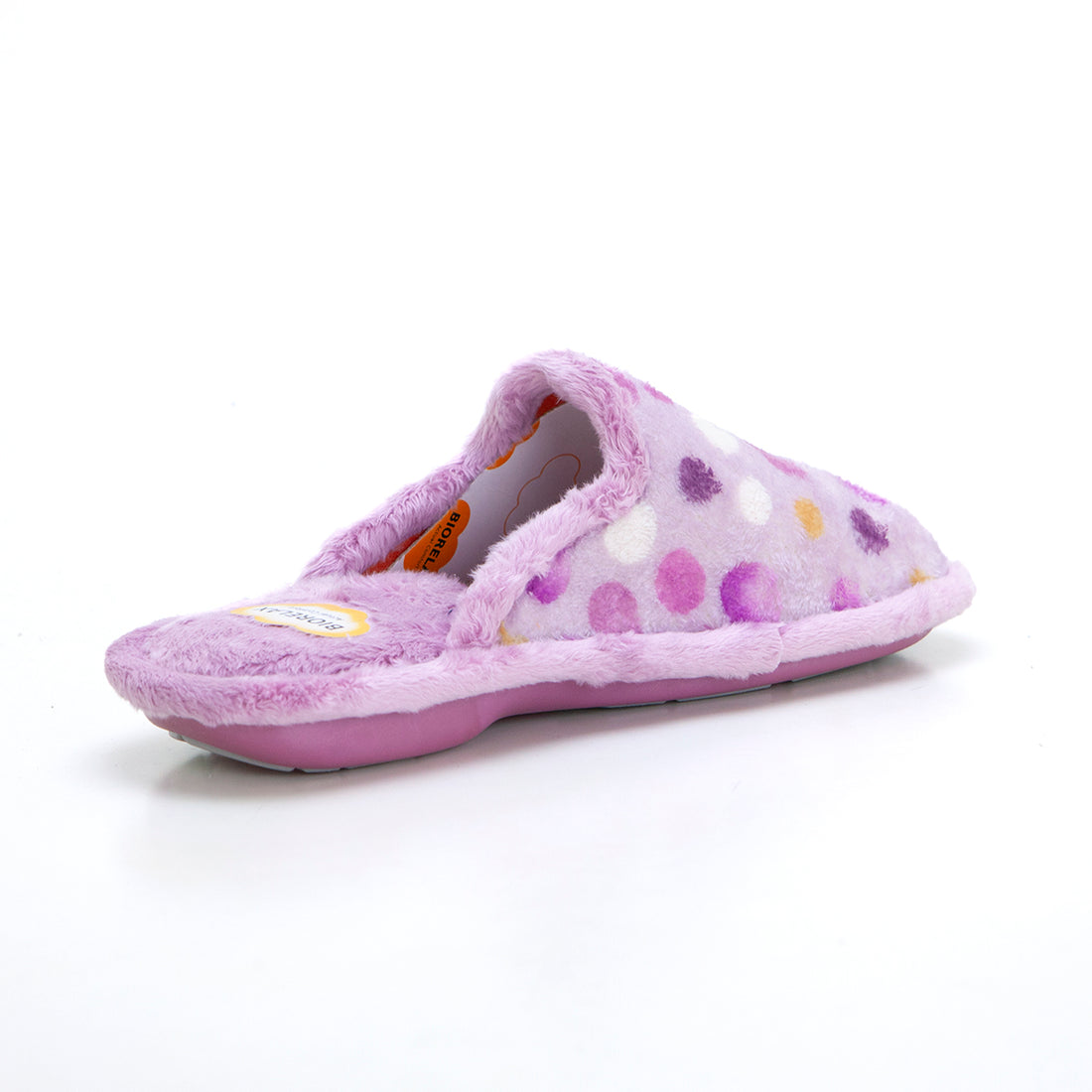 BioRelax 4670 Zapatilla de estar por casa destalonada lunares malva