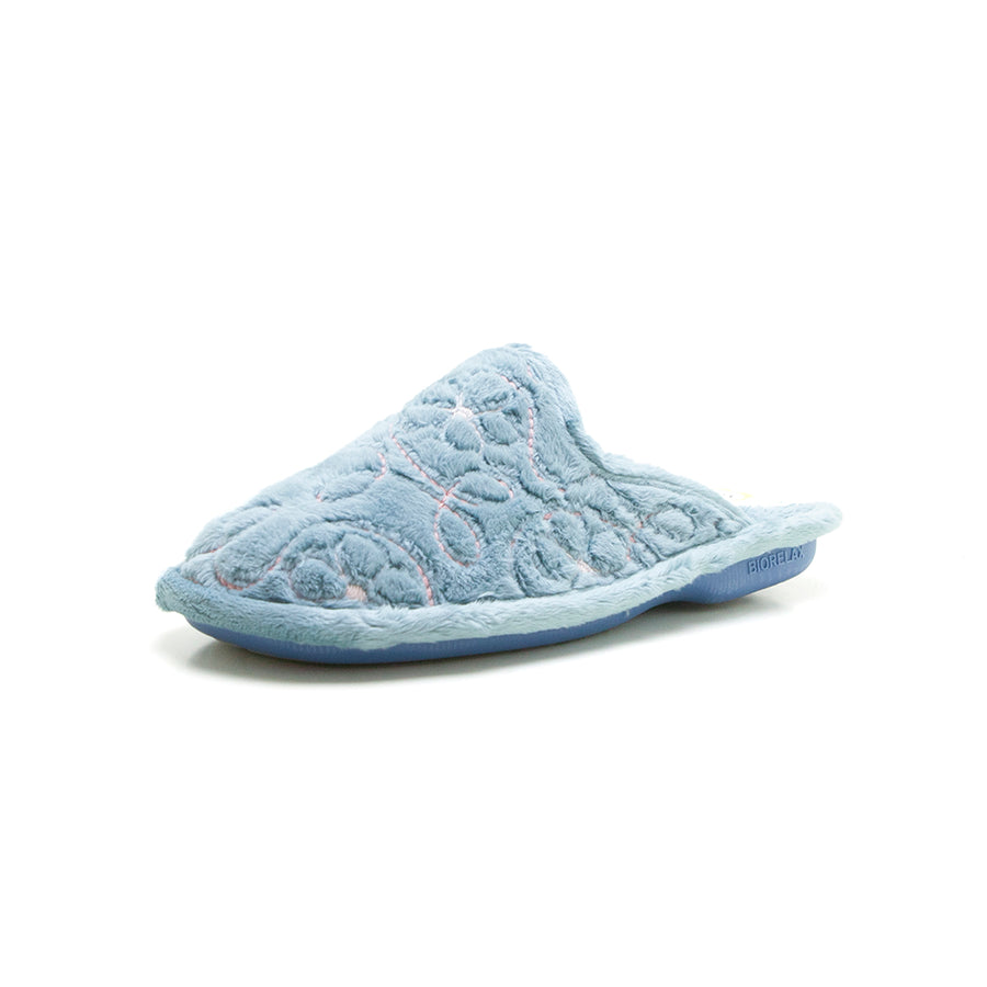 BioRelax 4633 Zapatilla de estar por casa destalonada bordado oceano.