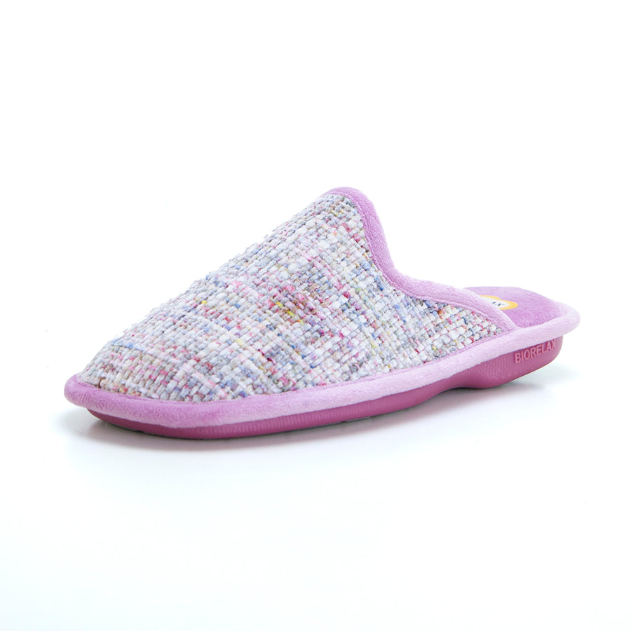 BioRelax 4649 Zapatilla de estar por casa destalonada jaspeado rosa