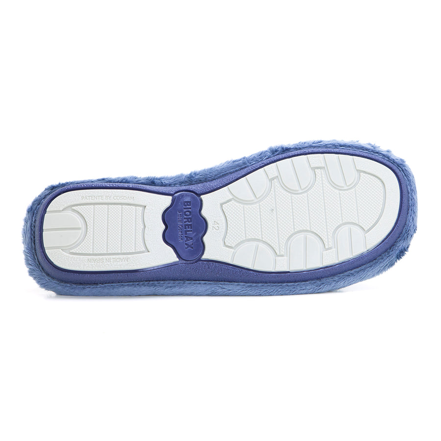 BioRelax 1417 Zapatilla de estar por casa destalonada ribete marino.
