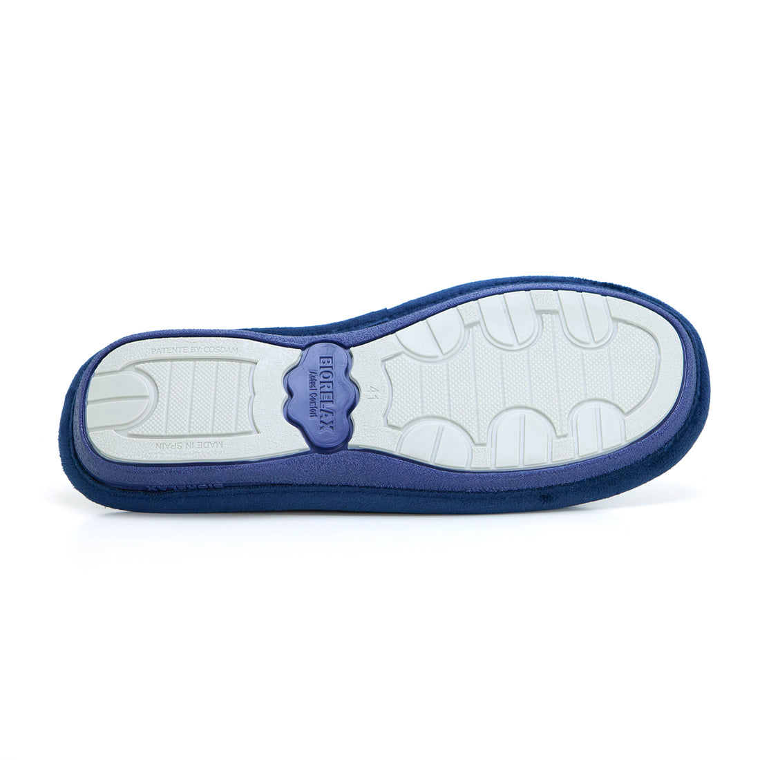 BioRelax 1400 Zapatilla de estar por casa destalonada rombos marino.
