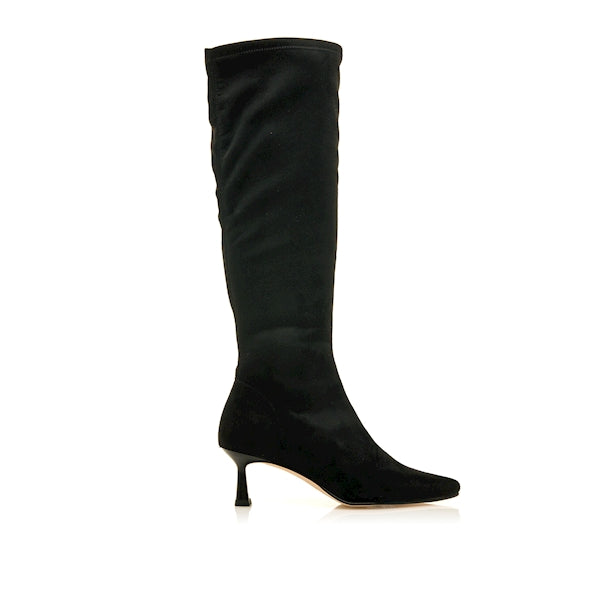 Mustang 59670 Bota alta elástica de tacón fino negro.