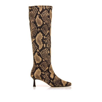 Mustang 59670 Bota alta elástica de tacón fino reptil