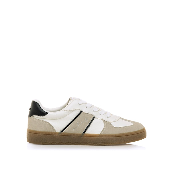 Mustang 60860 Zapatilla plana de mujer blanco beig.