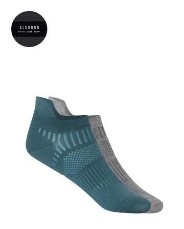 Punto Blanco 76758 Pack de 2 calcetines de algodón deportivos semilisos gris y verde.