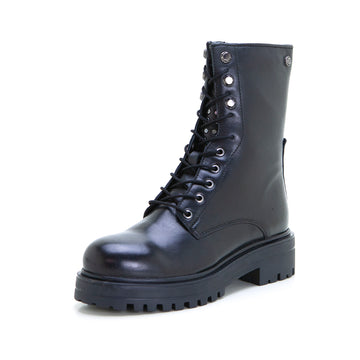 Top3 SS24805 Botín militar piel negro