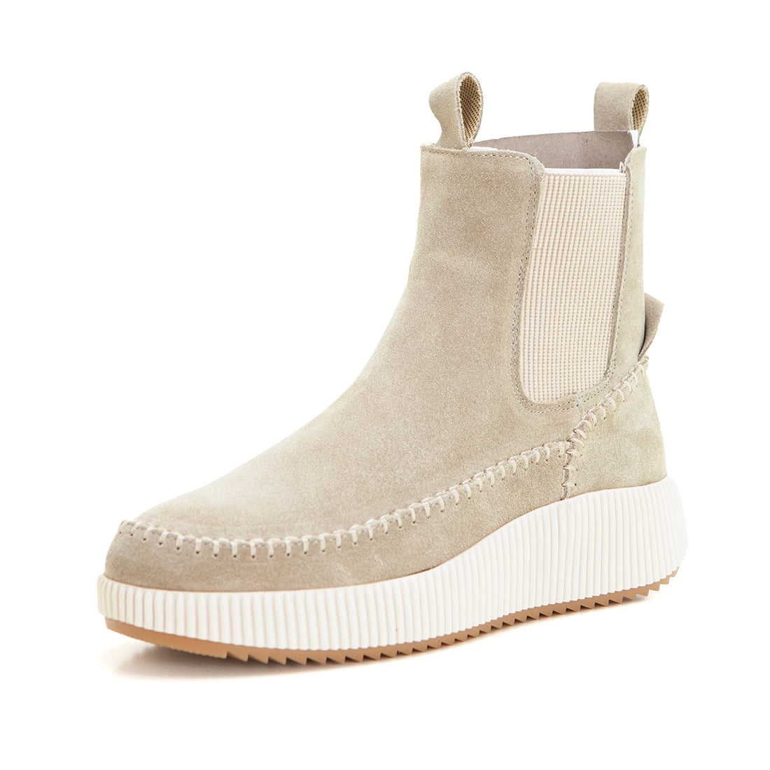 Kelara K41254 Botín cuña baja con pespuntes taupe