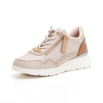 Carmela 162430 Deportiva casual cremallera beig.