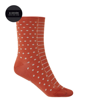 Punto Blanco 75638 Pack de 2 pares de calcetines de algodón-fantasía-puño roulé piedra