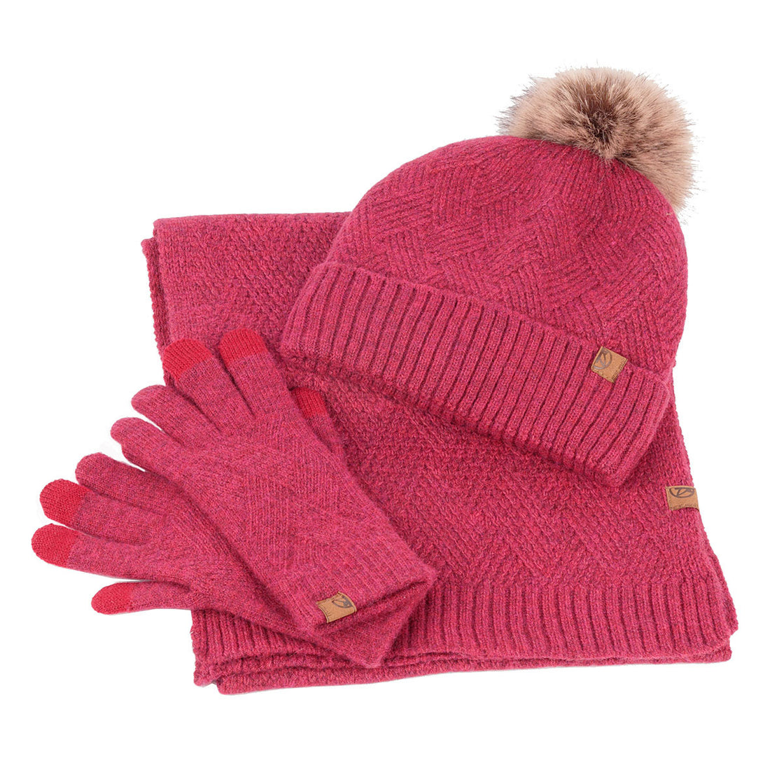 Pepe Moll 252852 Conjunto Gorro bufanda y guantes de lana rosa