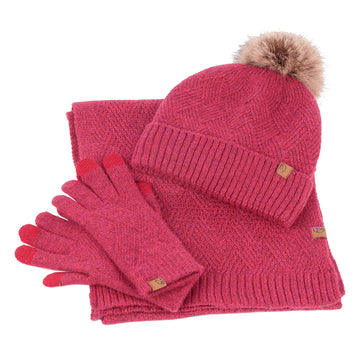 Pepe Moll 252852 Conjunto Gorro bufanda y guantes de lana rosa