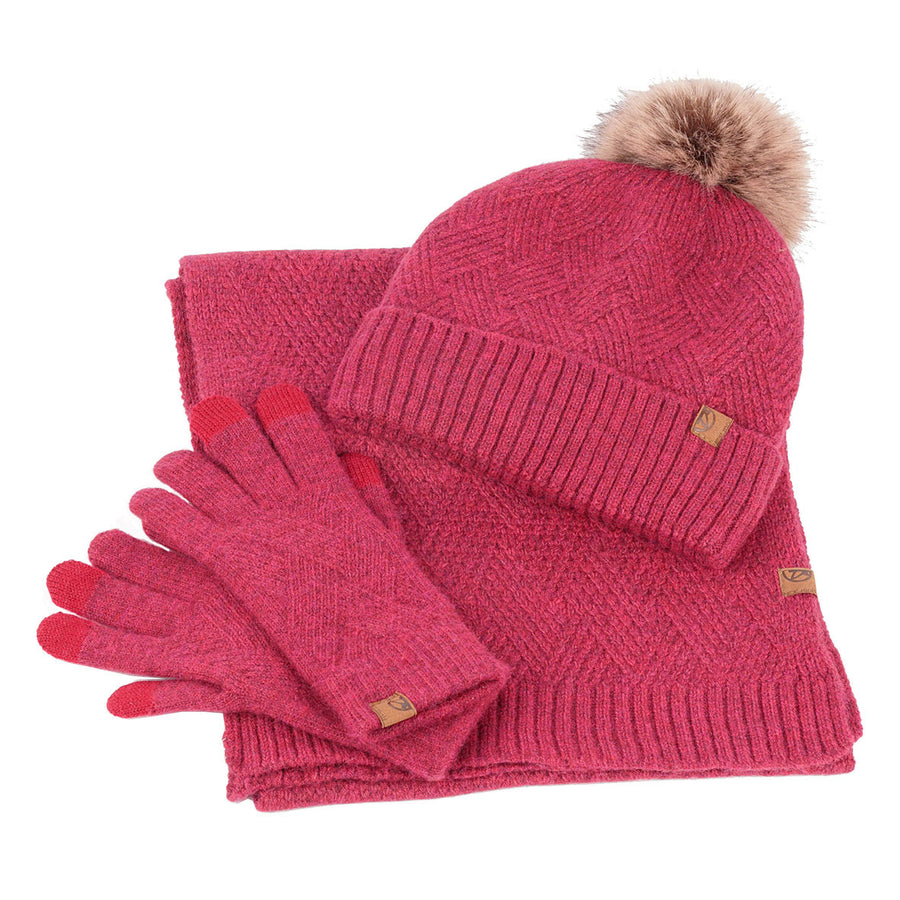Pepe Moll 252852 Conjunto Gorro bufanda y guantes de lana rosa